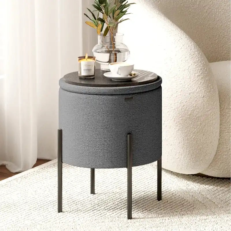 Pouf rotondo con contenitore
