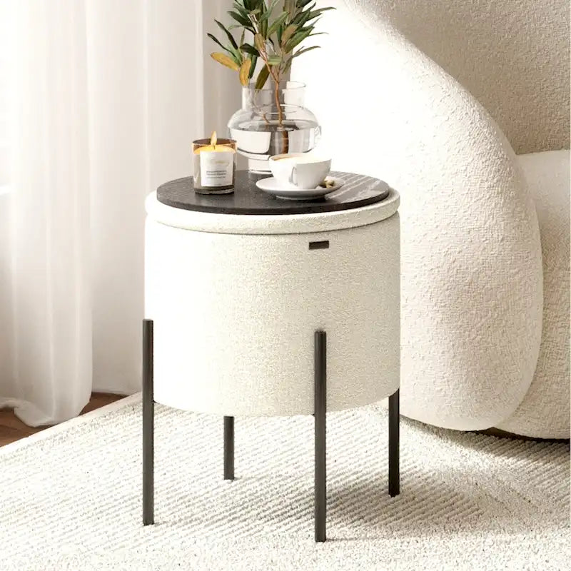 Pouf rotondo con contenitore
