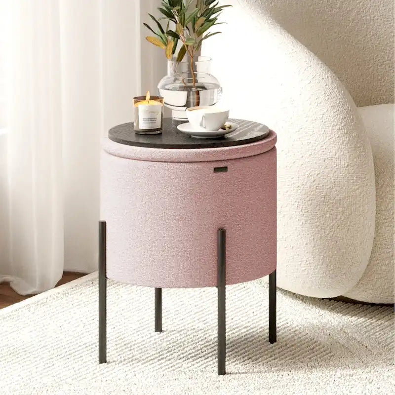 Pouf rotondo con contenitore
