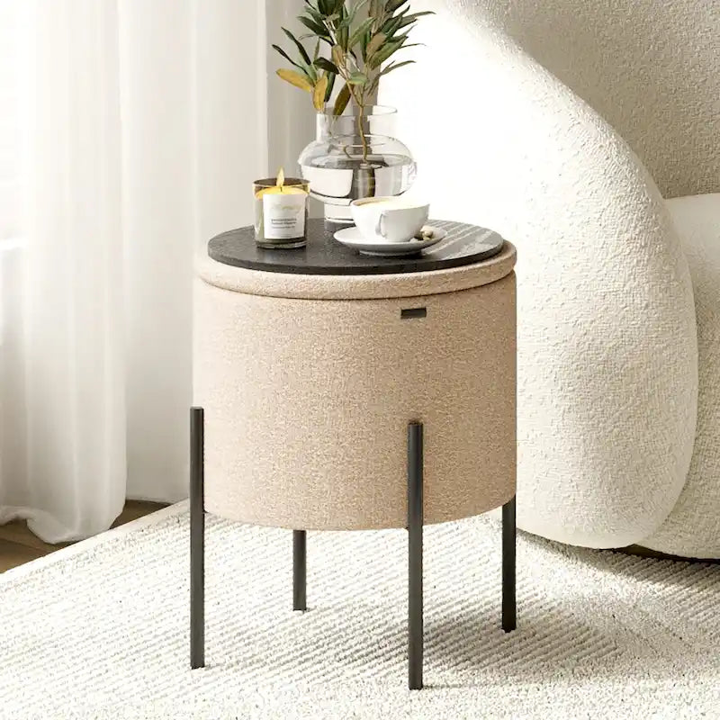 Pouf rotondo con contenitore