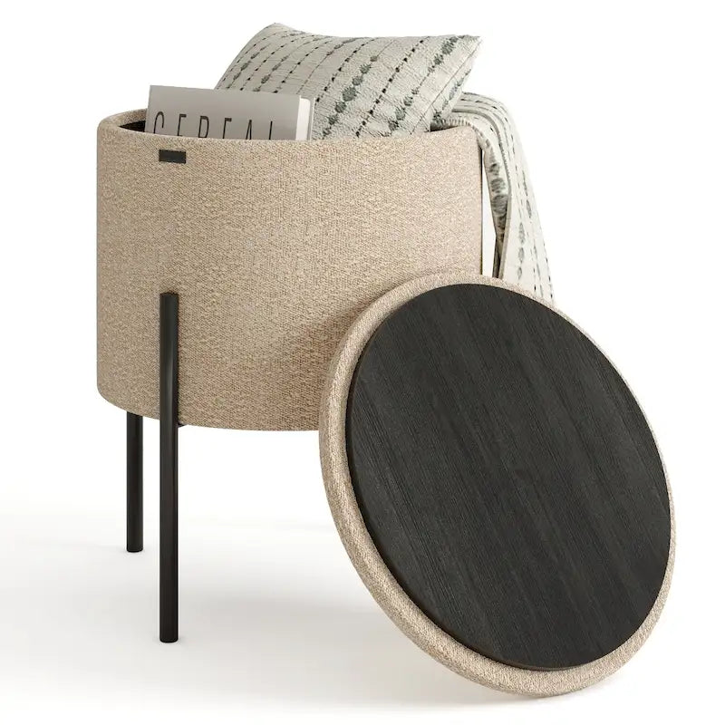 Pouf rotondo con contenitore