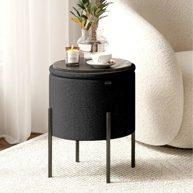Pouf rotondo con contenitore