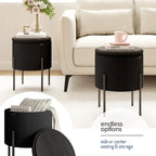 Pouf rotondo con contenitore