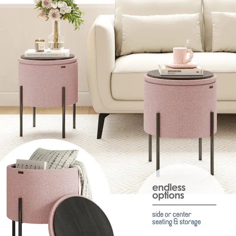 Pouf rotondo con contenitore