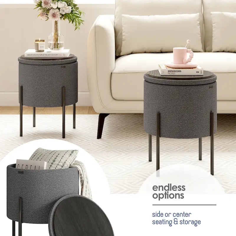 Pouf rotondo con contenitore