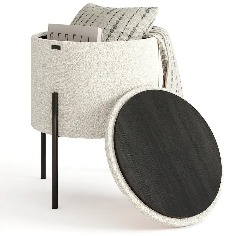 Pouf rotondo con contenitore