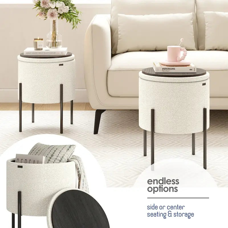 Pouf rotondo con contenitore