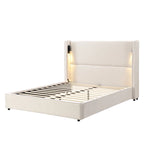 Letto Imbottito con Lampada da Lettura e Porta USB