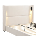 Letto Imbottito con Lampada da Lettura e Porta USB