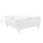 Ottoman moderno rivestito in velluto a coste con gambe in legno