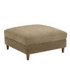 Ottoman moderno rivestito in velluto a coste con gambe in legno