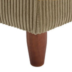 Ottoman moderno rivestito in velluto a coste con gambe in legno