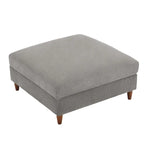 Ottoman moderno rivestito in velluto a coste con gambe in legno