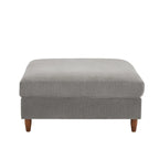 Ottoman moderno rivestito in velluto a coste con gambe in legno
