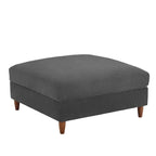 Ottoman moderno rivestito in velluto a coste con gambe in legno