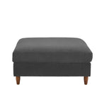 Ottoman moderno rivestito in velluto a coste con gambe in legno