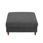 Ottoman moderno rivestito in velluto a coste con gambe in legno