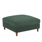 Ottoman moderno rivestito in velluto a coste con gambe in legno