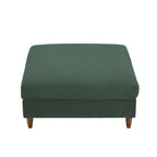 Ottoman moderno rivestito in velluto a coste con gambe in legno
