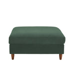 Ottoman moderno rivestito in velluto a coste con gambe in legno