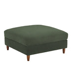 Ottoman moderno rivestito in velluto a coste con gambe in legno