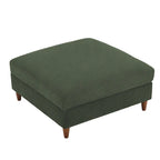 Ottoman moderno rivestito in velluto a coste con gambe in legno