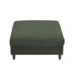 Ottoman moderno rivestito in velluto a coste con gambe in legno