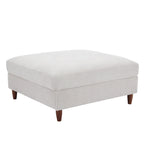 Ottoman moderno rivestito in velluto a coste con gambe in legno