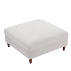 Ottoman moderno rivestito in velluto a coste con gambe in legno