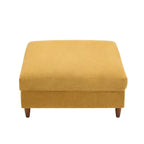 Ottoman moderno rivestito in velluto a coste con gambe in legno