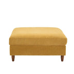 Ottoman moderno rivestito in velluto a coste con gambe in legno