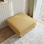 Ottoman moderno rivestito in velluto a coste con gambe in legno