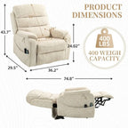 Poltrona reclinabile a due motori, versione deluxe, lunghezza 190 cm, 100% poliestere, massaggio/riscaldamento, facile da montare