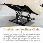 Poltrona reclinabile a due motori, versione deluxe, lunghezza 190 cm, 100% poliestere, massaggio/riscaldamento, facile da montare