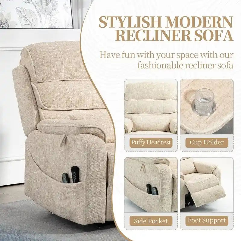 Poltrona reclinabile a due motori, versione deluxe, lunghezza 190 cm, 100% poliestere, massaggio/riscaldamento, facile da montare