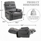 Poltrona reclinabile a due motori, versione deluxe, lunghezza 190 cm, 100% poliestere, massaggio/riscaldamento, facile da montare