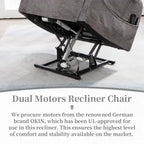 Poltrona reclinabile a due motori, versione deluxe, lunghezza 190 cm, 100% poliestere, massaggio/riscaldamento, facile da montare