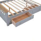 Letto matrimoniale Queen grigio in pino naturale con cassetti e testiera in legno
