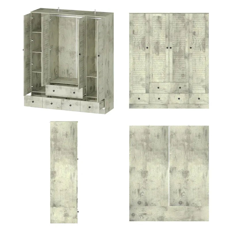 Armadio guardaroba 59W grande armadio autoportante bianco