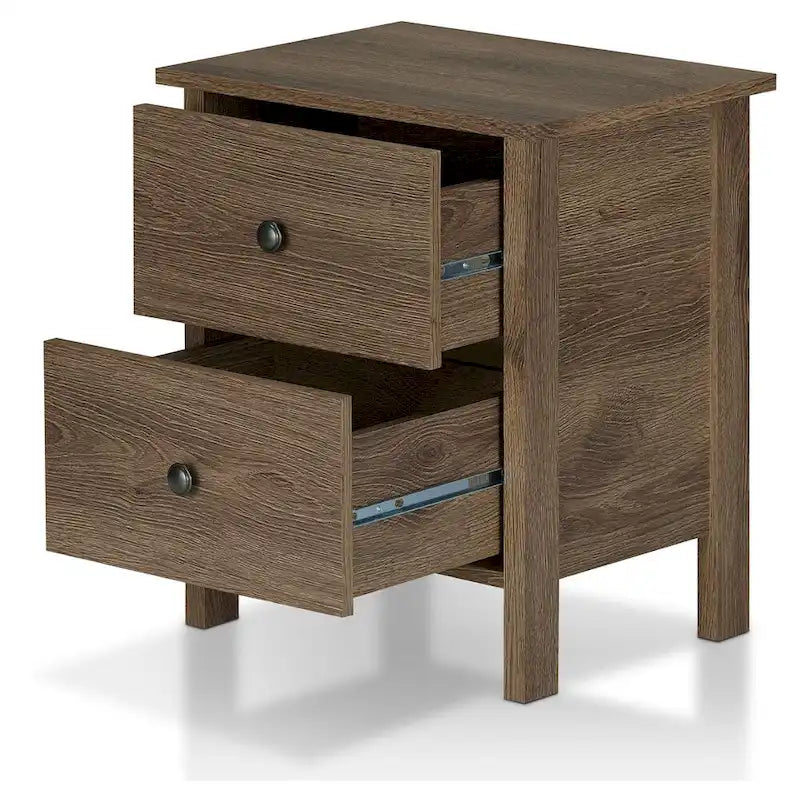 Comodino a 3 cassetti in legno ingegnerizzato di noce invecchiato rustico