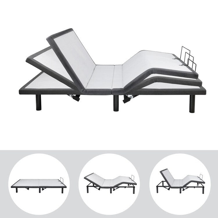 Base per letto regolabile antidolore, elettrica con massaggio a inclinazione testa e piedi a 3 velocità, telecomando wireless, caricabatterie porte USB
