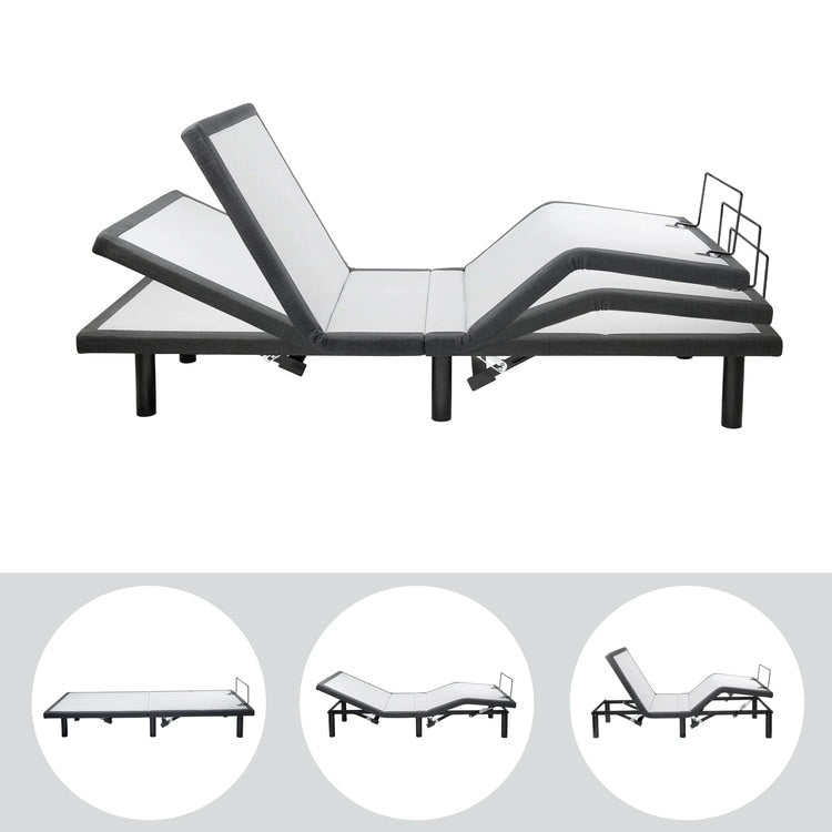 Base per letto regolabile antidolore, elettrica con massaggio a inclinazione testa e piedi a 3 velocità, telecomando wireless, caricabatterie porte USB