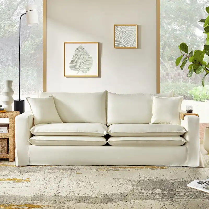 Elias Modern Slipcovered Sofa with Cup Holder and Reversible Cushions by 