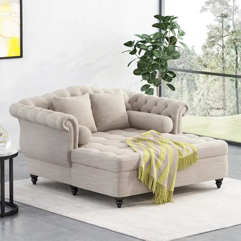 Wellston Tufted Double Chaise Lounge by  - 62.50 L x 58.50 W x 34.00 H