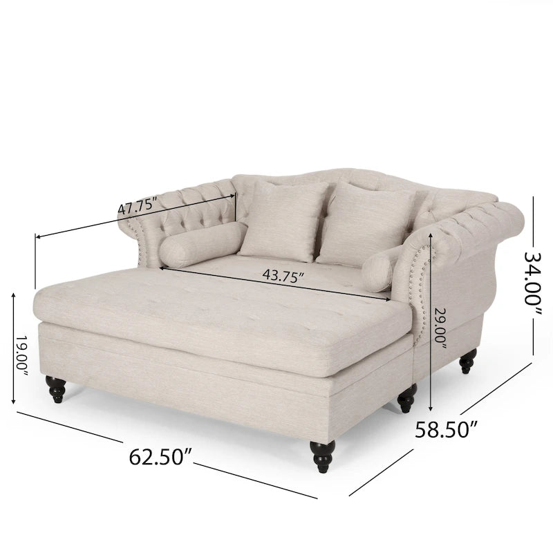 Chaise longue matrimoniale capitonné - 62,50 L x 58,50 P x 34,00 H