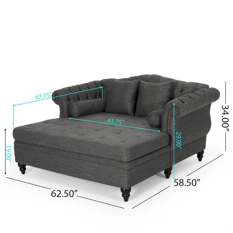 Chaise longue matrimoniale capitonné - 62,50 L x 58,50 P x 34,00 H