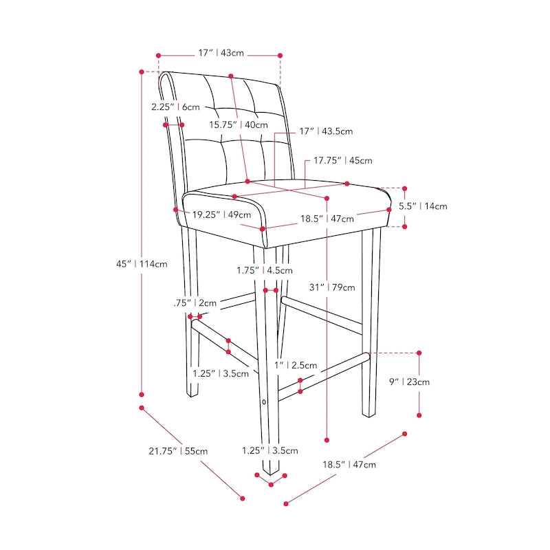 Sgabello imbottito da bar, altezza bancone, 79 cm