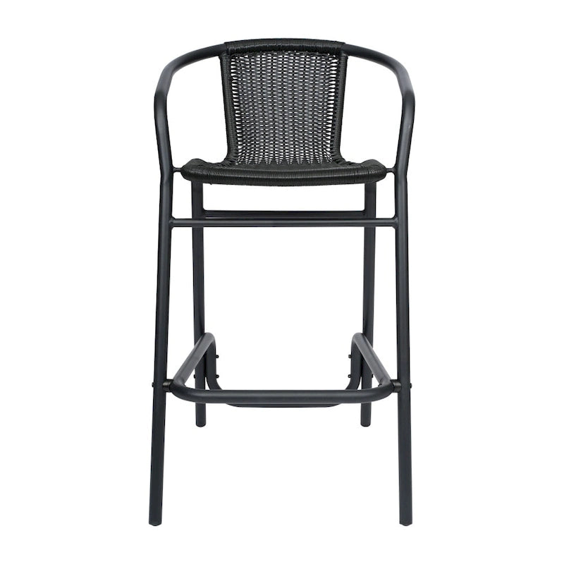 Sgabello da bar in rattan per ristorante da interno/esterno con telaio in alluminio - N/A