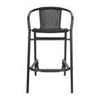 Sgabello da bar in rattan per ristorante da interno/esterno con telaio in alluminio - N/A