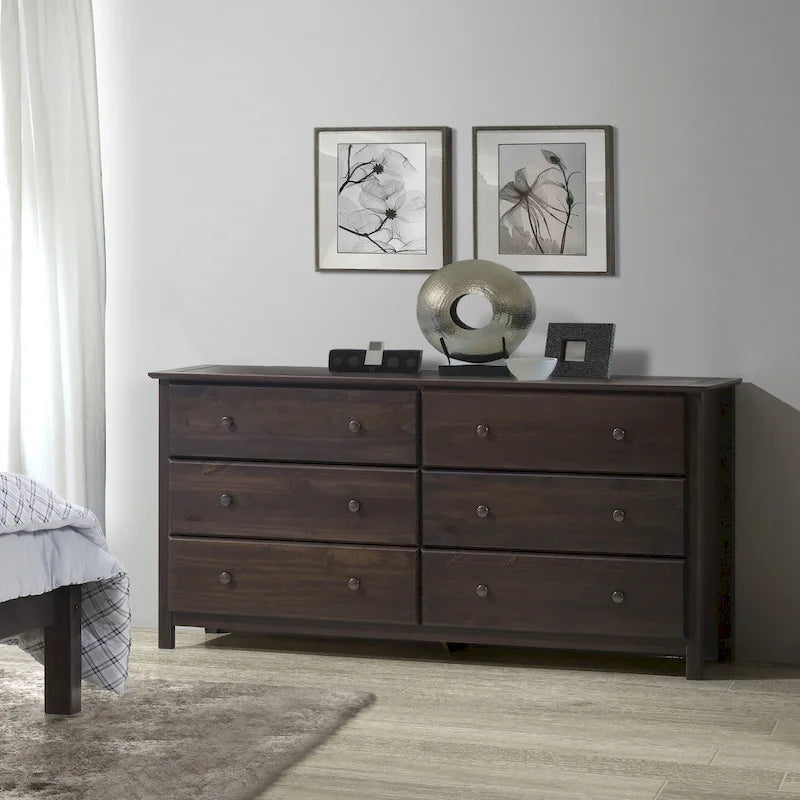 Cassettiera a 6 cassetti in legno massello, stile Shaker